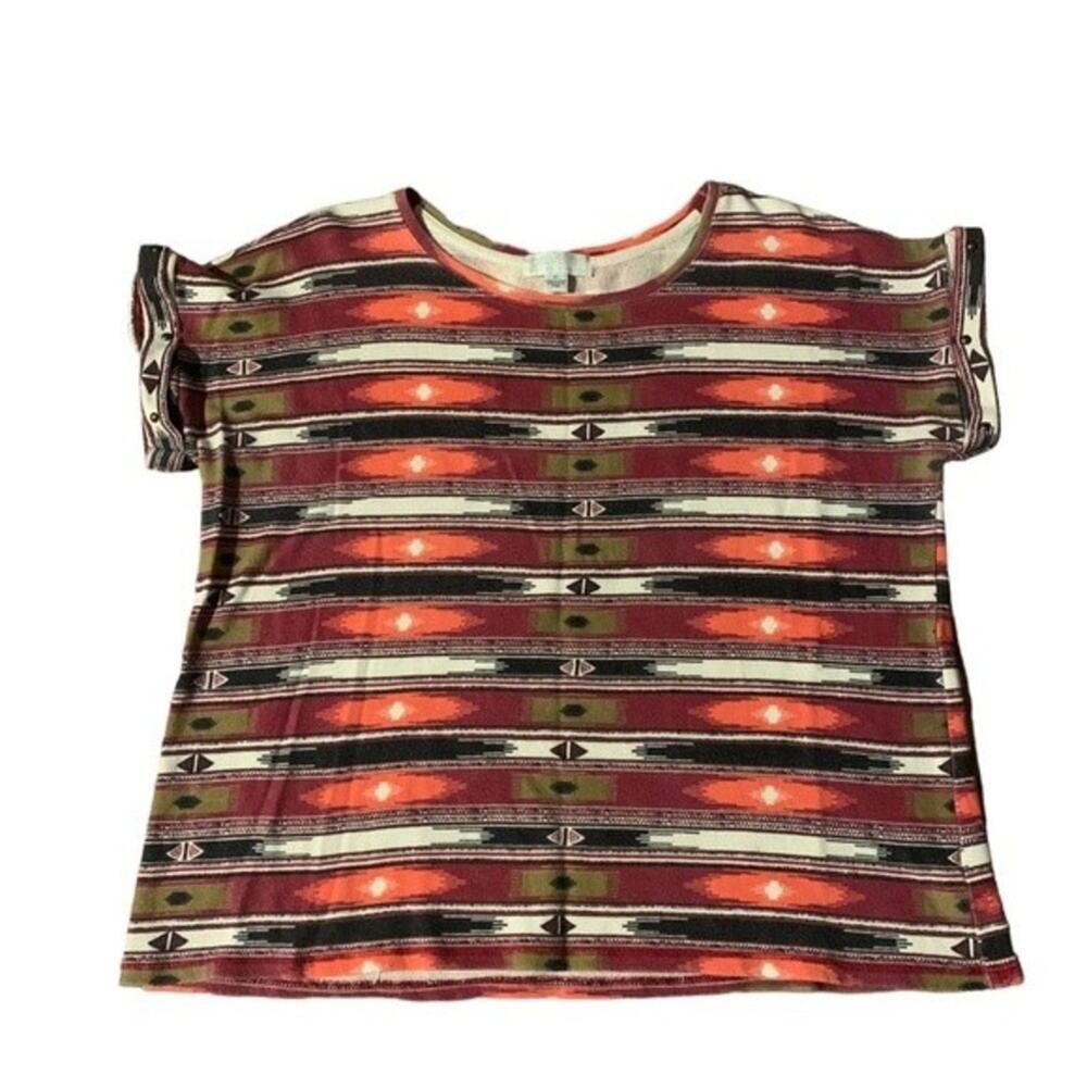Forever 21 Short Sleeve Top Western Azetec Print Concert Casual Festival Size XL